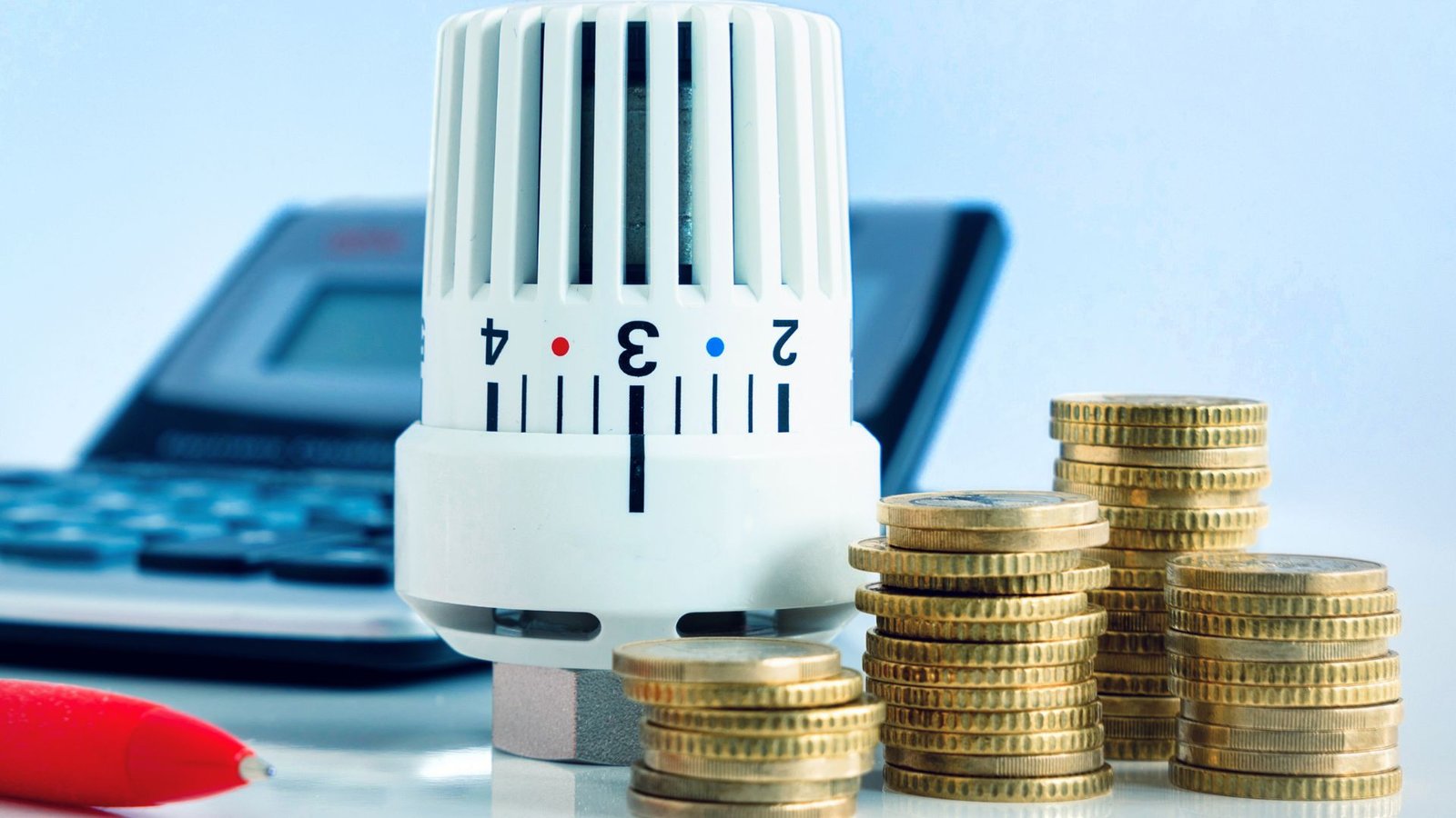 valvola termosifone e monete in euro